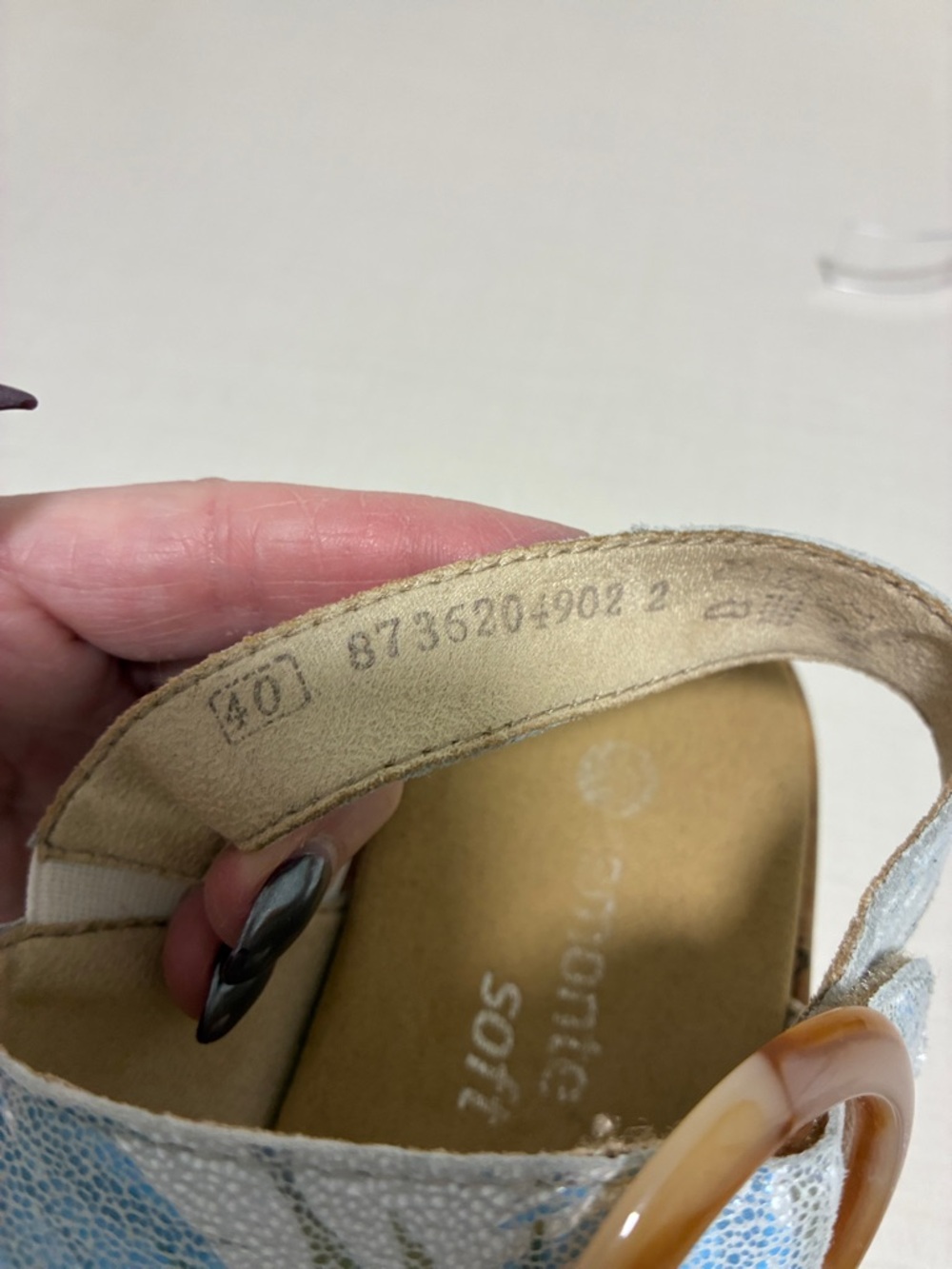 Rieker Remonte Soft - Light Blue Botanical Patterned Adjustable Buckle Sandals - Picture 11 of 12